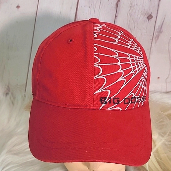 Vintage 90s Y2K Big Dogs Spider-Man Web Red Embroidered Adjustable Hat Cap - Picture 1 of 16